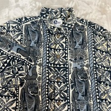 VTG Tropical Shirt Mens Large Blue Hawaiian Button Front Vacation 90s Resort