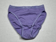 Vintage Victoria's Secret 100 Cotton Signature Logo Trim Hi Leg Brief Panty M