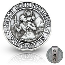 St Christopher Medal for Car - Visor Clips for Cars, Christian Car Accessory,...