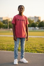 Champion Boys Red Short Sleeve Crew Neck Logo T-Shirt Jersey Pullover