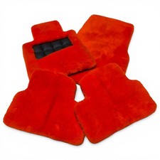 Genuine Orange Sheepskin Floor Mats for Rolls Royce Spectre Phantom Ghost Wraith