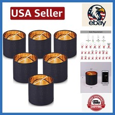 Modern Clip-On Drum Lamp Shades in Glossy Black Gold - Set of 6 for Chandeliers
