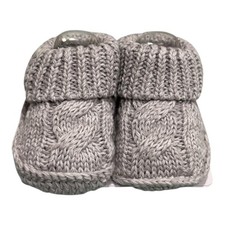 Joe Fresh Slipper Booties Unisex Baby Size 0-6M Gray Knit Cable Soft Sole Winter