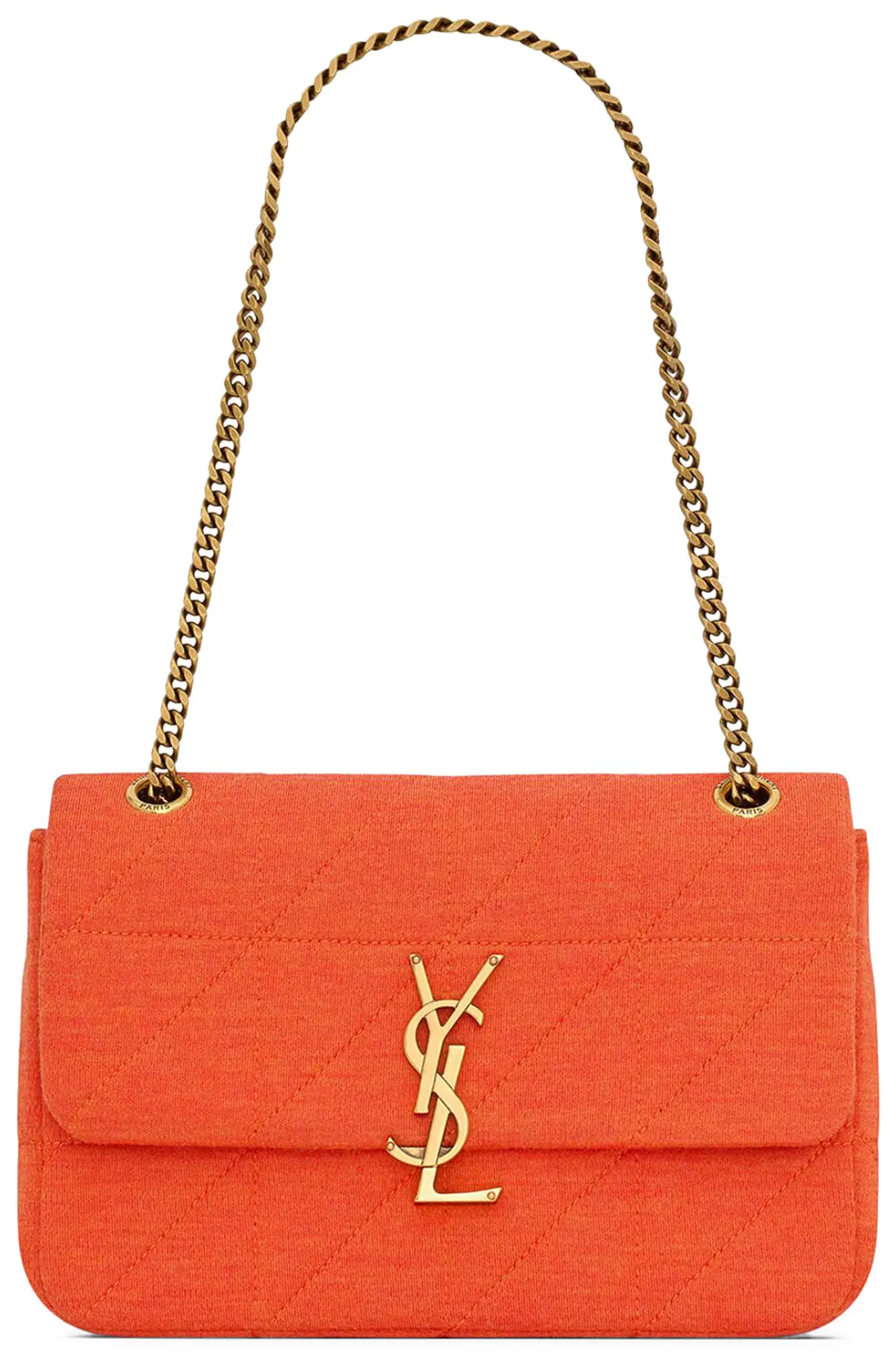 Borsa a tracolla Saint Laurent media Jamie Lock catena arancione calendula brillante jersey