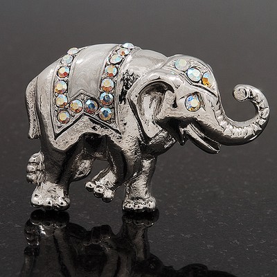 Versilberte Brosche ''Glücklicher Elefant''