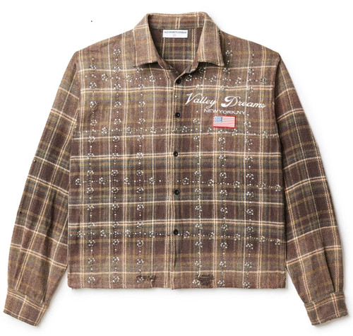 VALE USA Vale Forever Men's Rhinestone Backwood Flannel Brown Size XL NWT