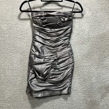 Jessica McClintock Dress 2 Strapless Mini Classic Ruched Goth Grunge Biker