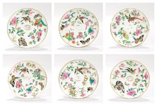 Set of 6 Antique Chinese Export Porcelain Famille Rose Plates.
