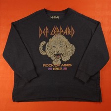 Adult Def Leppard Rock of Ages 1983 Graphic Long Sleeve Sweatshirt Gray Size XL