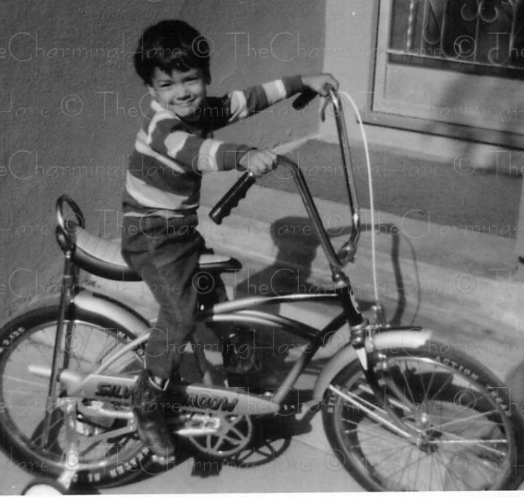 Vintage Photo 1970s Boy with Schwinn Stingray Bicycle Childhood