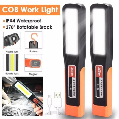 2X COB LED KFZ Arbeitsleuchte Akku Werkstattlampe Handlampe mit Magnet Stablampe