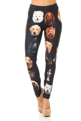 Creamy Soft Cute Puppy Dog Faces Leggings