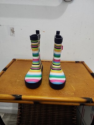 EUC Sun Squad Toddlers Kids Toddlers Rain Boots Rainbow Striped L (9/10) 