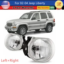 Fog Lights For 2002 2003 2004 Jeep Liberty Driving Bumper Front Lamp W/ Bulb L&R