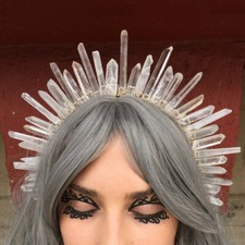 Sun Goddess Crown Hair Hoop Raw Crystal Quartz Tiara Headband Color Gradient