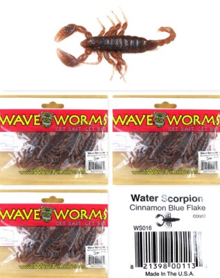 (3) Unopened Packs Wave Plastics 3'' Water Scorpion Cinnamon Blue Flake Brand New