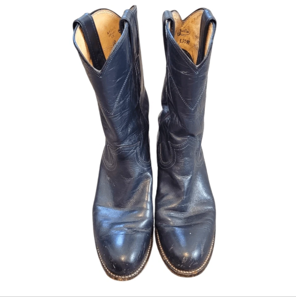 Botas occidentales Justin vintage de cuero negro talla 6,5 Foto 3 de 4