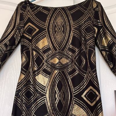 black and gold petite dresses Sangria Cocktail Dress 4P elegant style