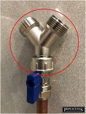 BRASS Washing Machine / Dishwasher Tap Y Dual Splitter Nickel Plated 3/4" BSP