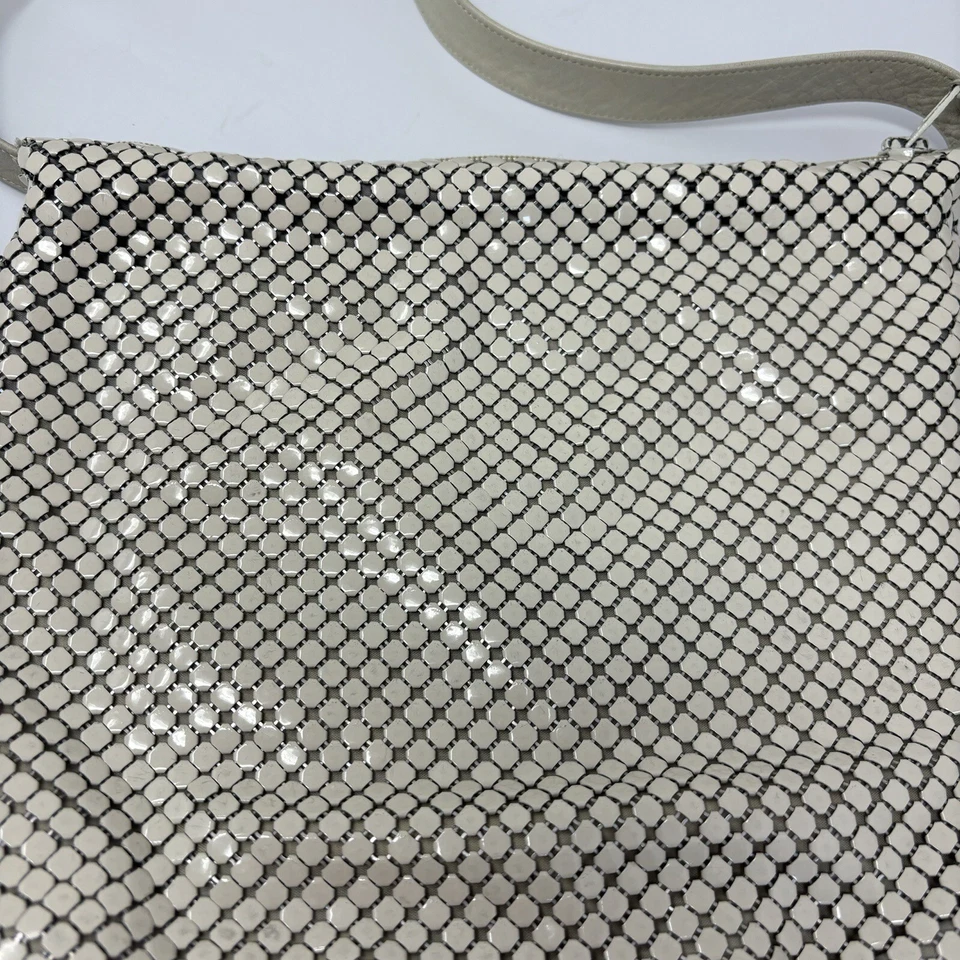 Cartera de mano de malla metálica marfil Whiting & Davis genuina vintage retro años 80’s Foto 2 de 4