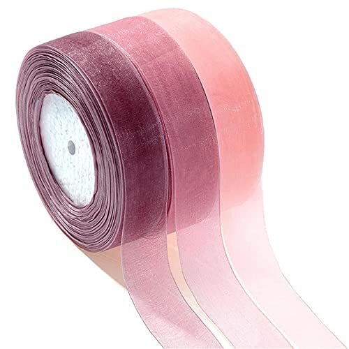 3 Pezzi Nastri In Organza， Nastro di Raso In Organza，per Artigianato, (Y6C)