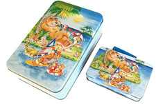 2 Metalldosen Sommer Schatztruhe Dose Box Köfferchen Snacks Muscheln Murmeln u.a