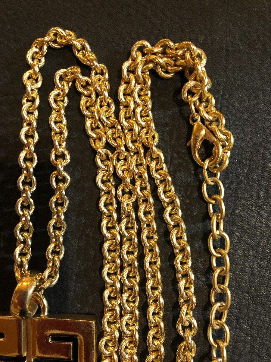 GIVENCHY Necklace Chain AUTH Vintage Rare Logo Gold Pendant GIVENCHY Necklace Chain AUTH Vintage Rare Logo Gold Pendant