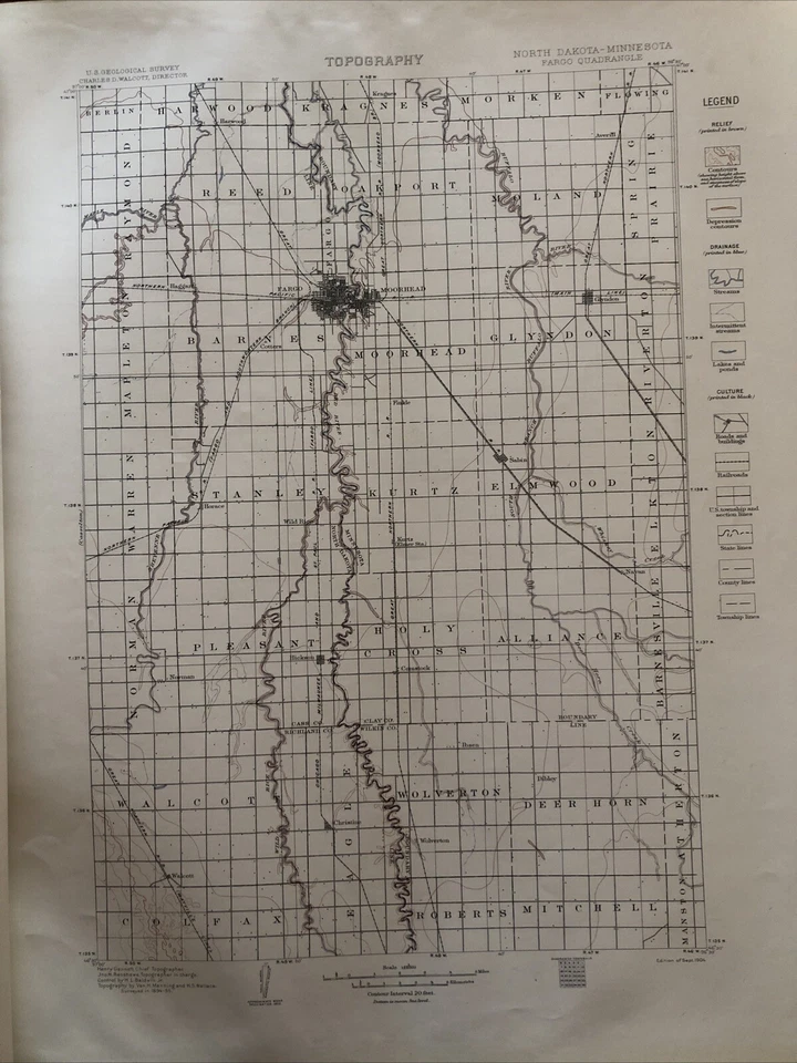 Antique 1905 US Geological Atlas Casselton-Fargo North Dakota MN Folio Maps - Image 4 of 4