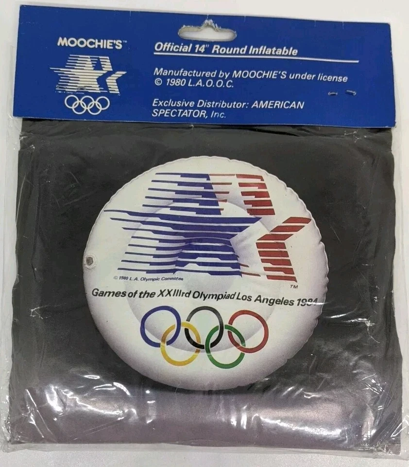 VINTAGE 1984 Olympics Los Angeles Official 14” Round Inflatable Seat Cushion NEW - Image 3 of 4