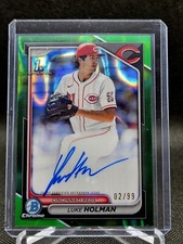 Luke Holman 2024 Bowman Draft Green Lava Refractor AUTO #/99 Reds 1st Bowman 