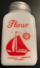 McKee Red Sailboat Flour Shaker VTG Kitchen