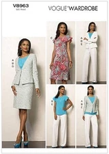 Vogue Wardrobe Pattern V8963 5 pieces Suit Separate Jacket Top Dress Skirt Pants
