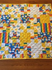 Handmade Baby Quilt 32x34 " Happy