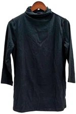 Attitudes by Renee Washed Cotton Mock Neck Tunic Onyx