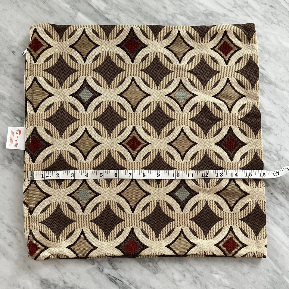 2 sunbrella Outdoor Geometric Jacquard Pillow Cases 16” X 16” Brown/Beige/Khaki - Изображение 3 из 4