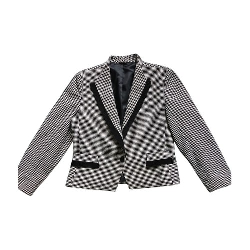 Vintage C&A Blazer Sixth Sense Hundezahn schwarz weiß Wollmischung Jacke