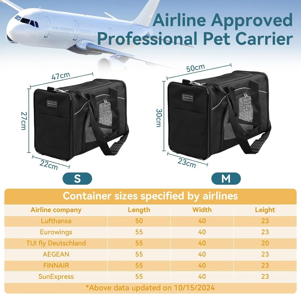 Transporttasche Hunde und Katze Katzentransportbox Hunde Katze Flugtasche für Ha - Bild 3 von 4