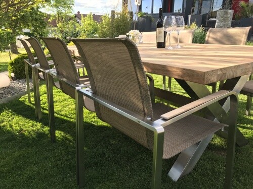 Outflexx Sitzgruppe Natur Edelstahl Fsc Teak Tisch 245 330x100cm 3 Gunstig Kaufen Ebay