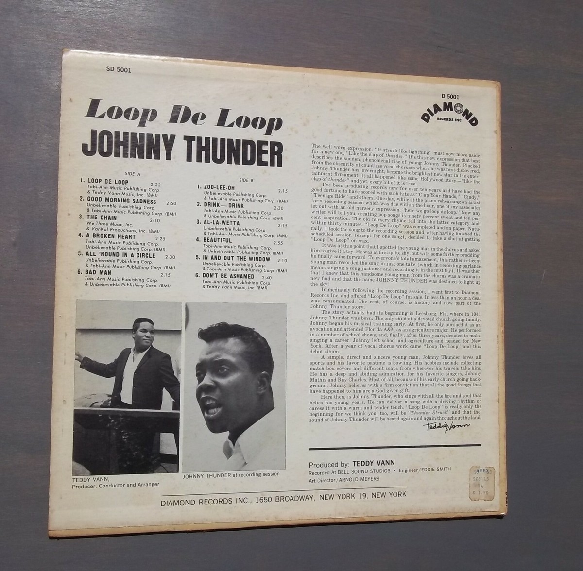JOHNNY THUNDER, 60s SOUL R&B LP, LOOP DE LOOP, DIAMOND LABEL