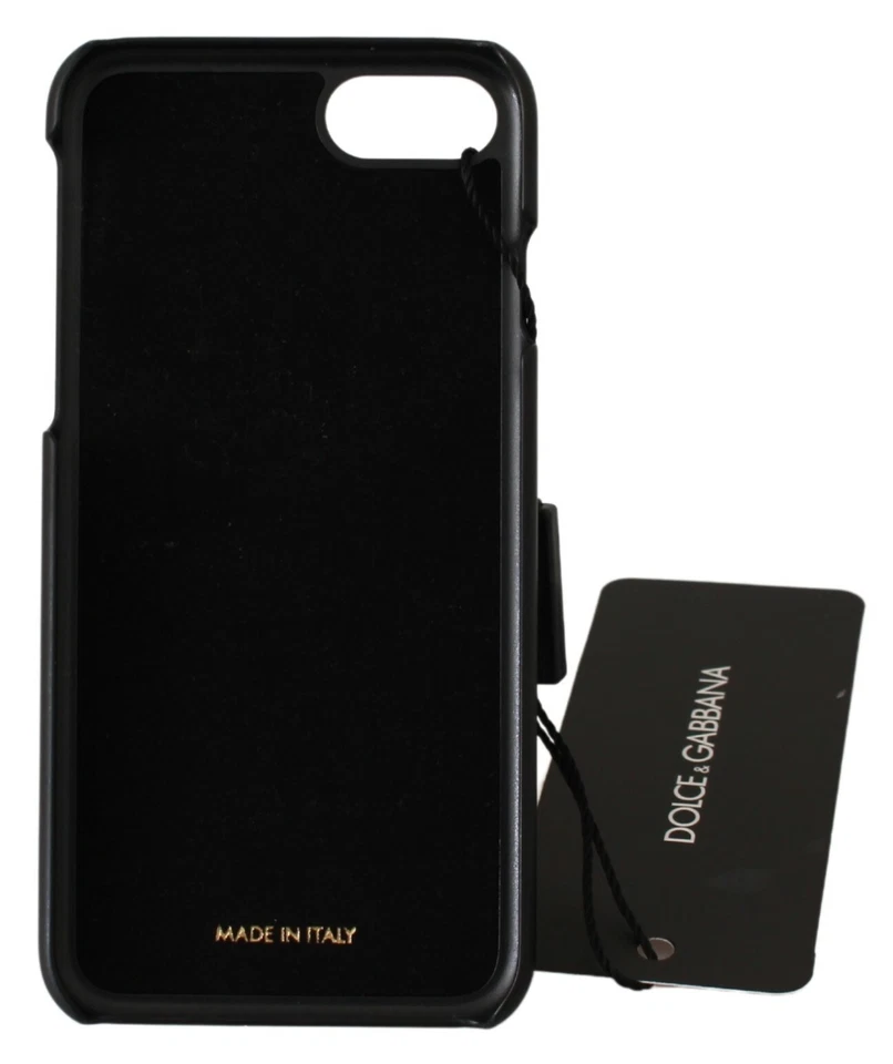 Funda Teléfono DOLCE & GABBANA Patrón Cuero Negro Cristal Logo iPhone 8 PVP $250 Foto 3 de 4