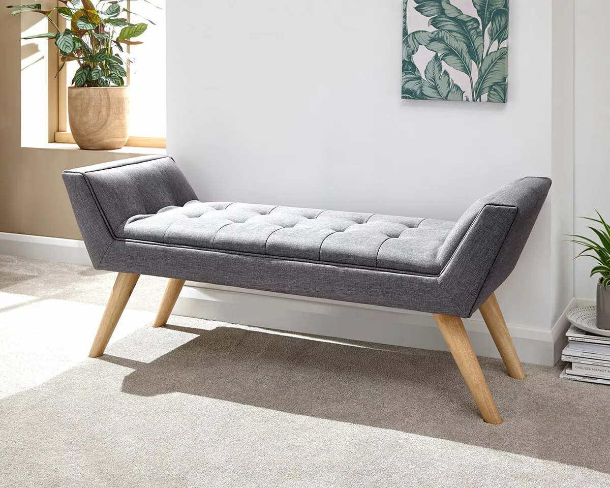 Fabric upholstered bench deals
