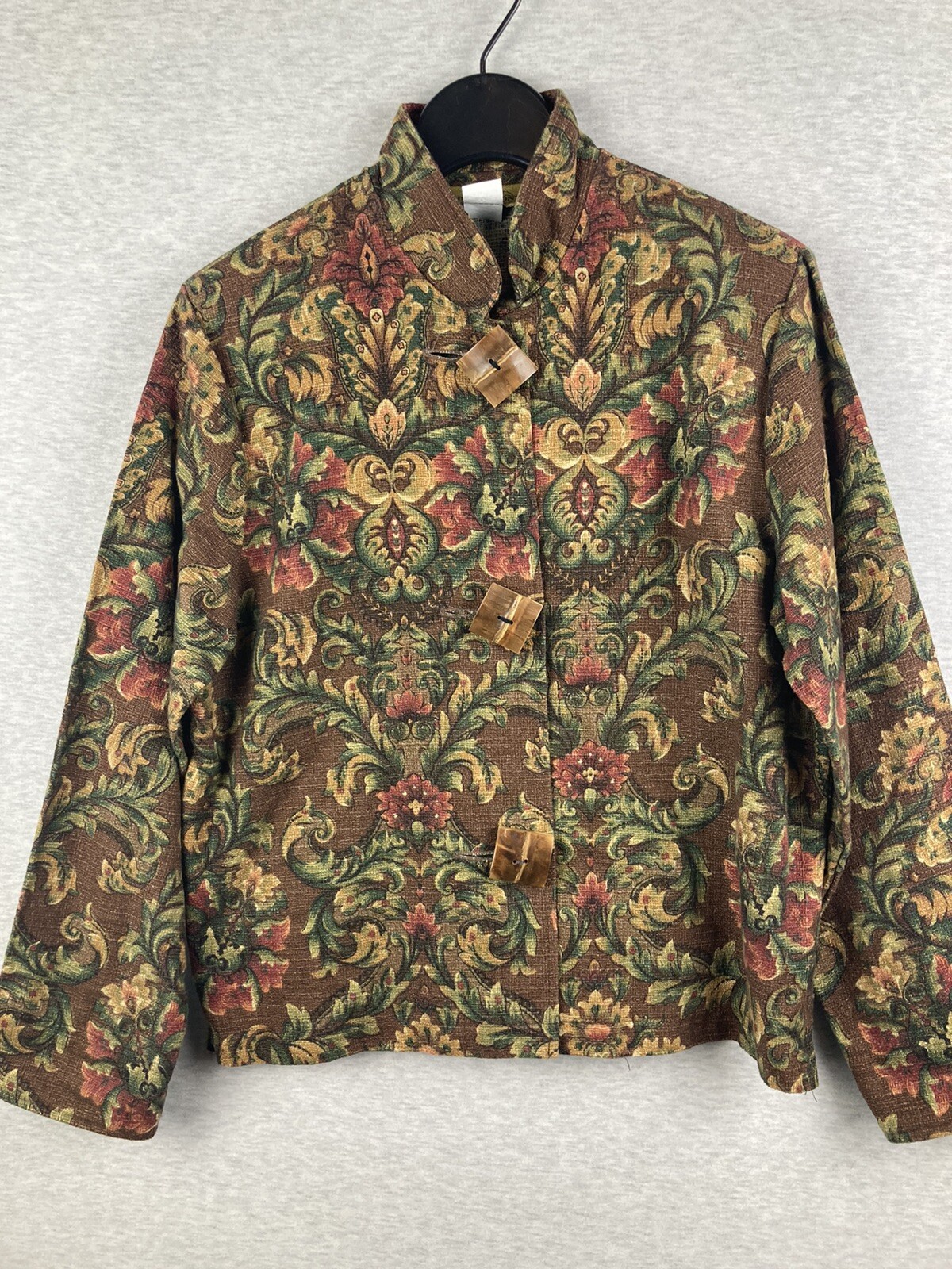 Vintage Painted Pony lLigjtweight Tapestry ￼Jacket Womens S M Floral 3 4 Sleeve
