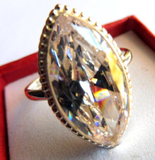 Bague Art Nouveau Argent 835 Avec Cristal De Roche - Taille 51 (16.2mm), Occasion, Style Vintage élégant