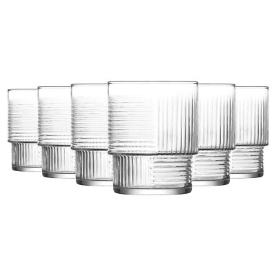6x LAV 325ml Helen Stacking Whisky Glasses Whiskey Tumbler Glassware ...