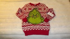 NWT Size S 6/7 Boys Holiday Christmas Sweater Dr. Seuss The Grinch Face
