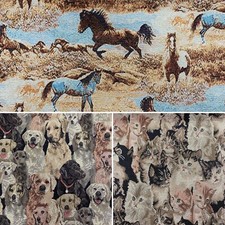 Tapestry Animal Fabrics - 150cm / 60" Wide - Select Design - Cats, Dogs, Horses