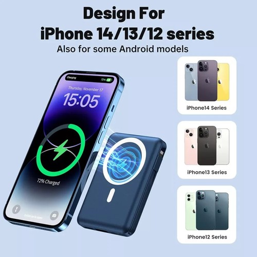 Yiisonger Magnetic Wireless Power Bank - 10000mAh Portable Charger 22.5W Blue - Picture 4 of 5