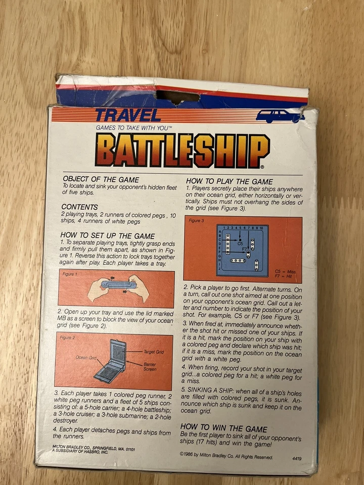Vintage 1986 Travel Battleship Game Milton Bradley Includes Box Complete Rare - Image 2 of 4