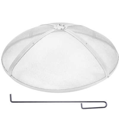 36'' Round Fire Pit Spark Screen Cover Lid Stainless Steel Wood Burning