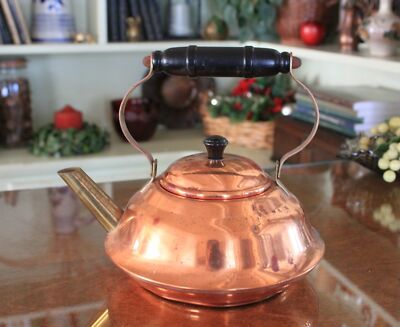 Coppercraft Guild Copper Plated Kettle with Brass and Wood Handle